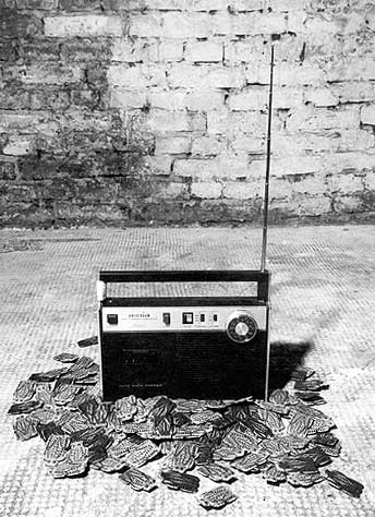 Rolf Langebartels, Concert for one radio and 200 clicking toy frogs, 1981